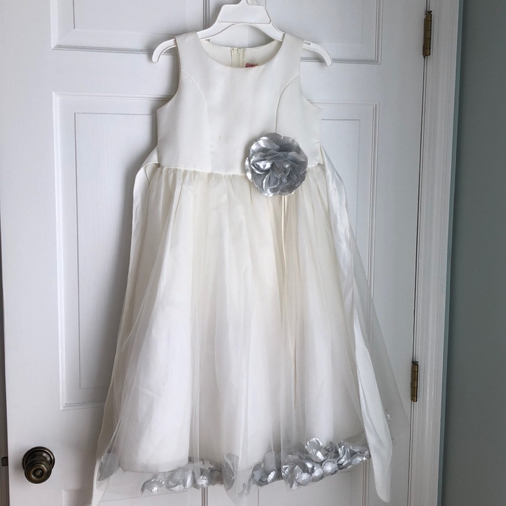 My Best Kid flower girl dress cream with silver